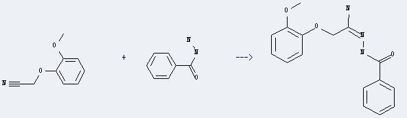 The 2-(2-Methoxyphenoxy)acetonitrile could react with benzoic acid hydrazide to obtain the benzoic acid [1-amino-2-(2-methoxy-phenoxy)-ethylidene]-hydrazide